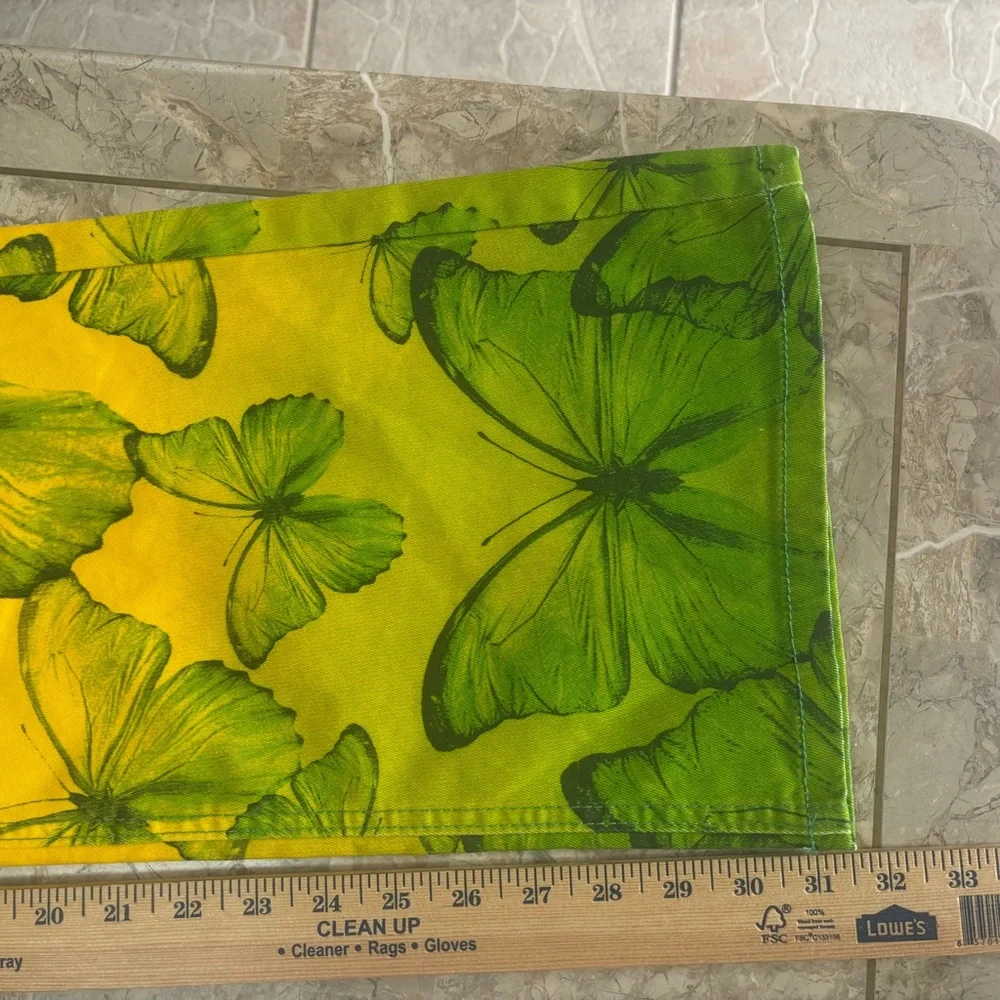 NWT VBRT Vibrant Miu Butterfly Print Yellow Green Wide Leg Fairycore Jeans S - Picture 10 of 13